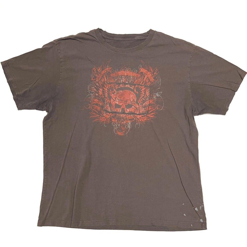 Y2K Stranded T Shirt Distressed Tradition Art Sacrifice Skull Graphic Sz XL